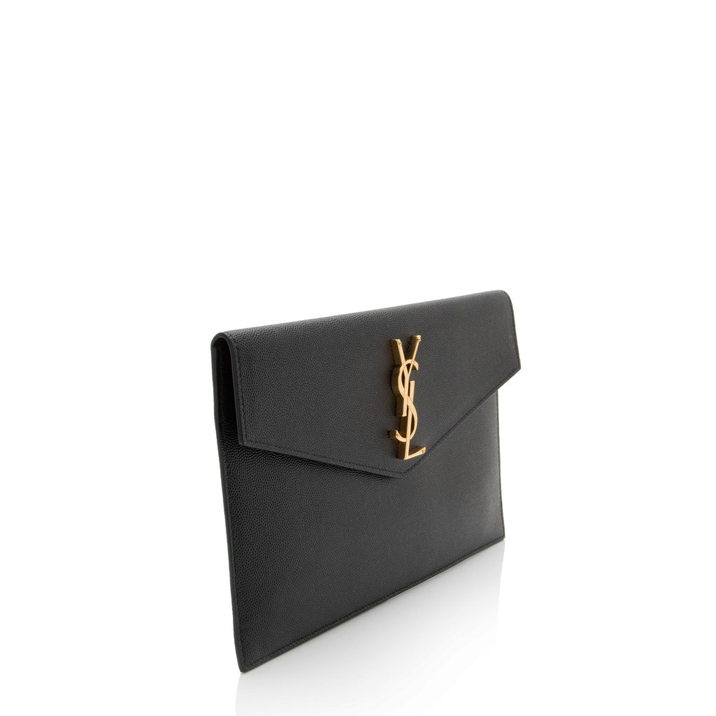 Saint Laurent Grain de Poudre Monogram Uptown Envelope Clutch