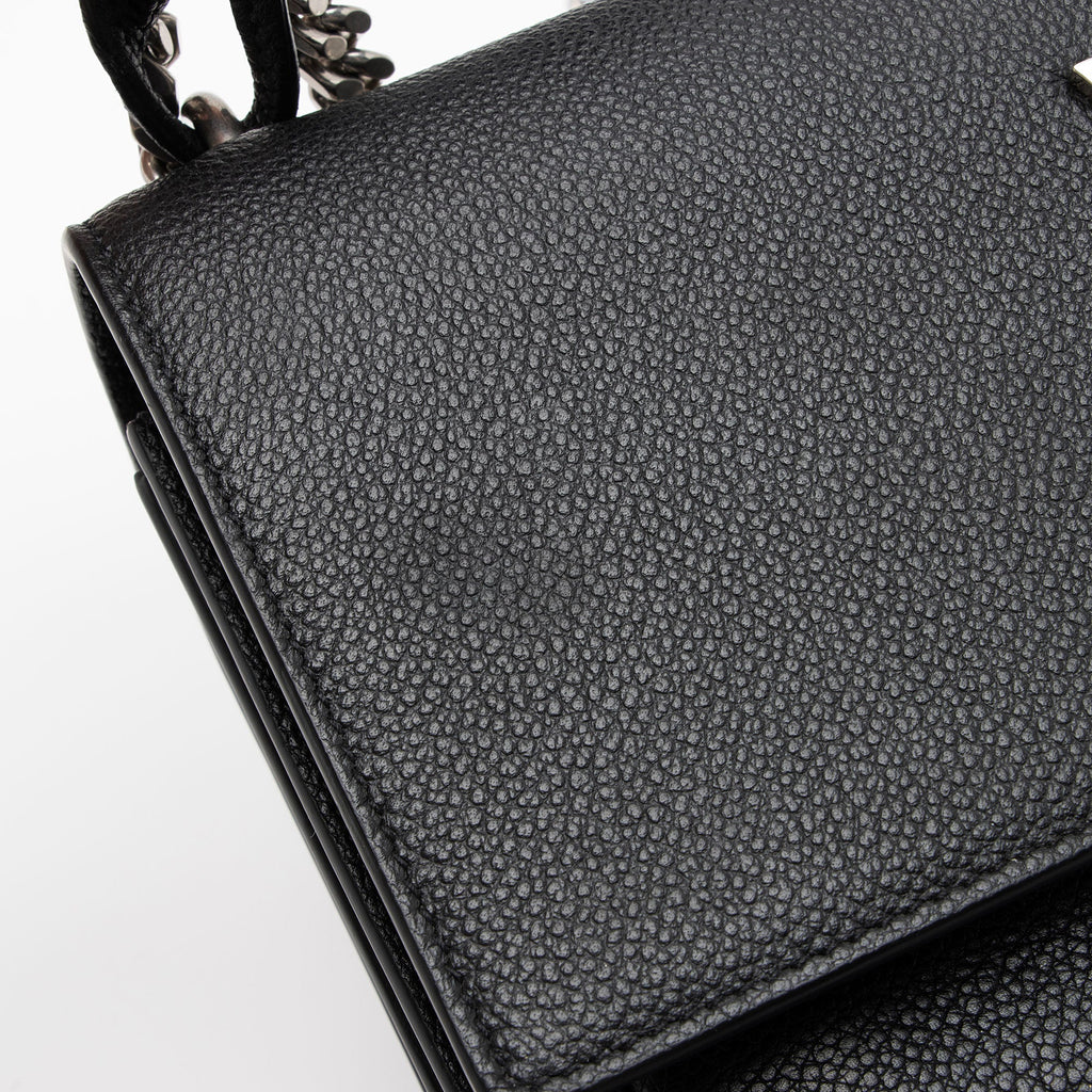 Saint Laurent Grained Calfskin Monogram Sunset Medium Shoulder Bag (SHF-NWQ0FK)