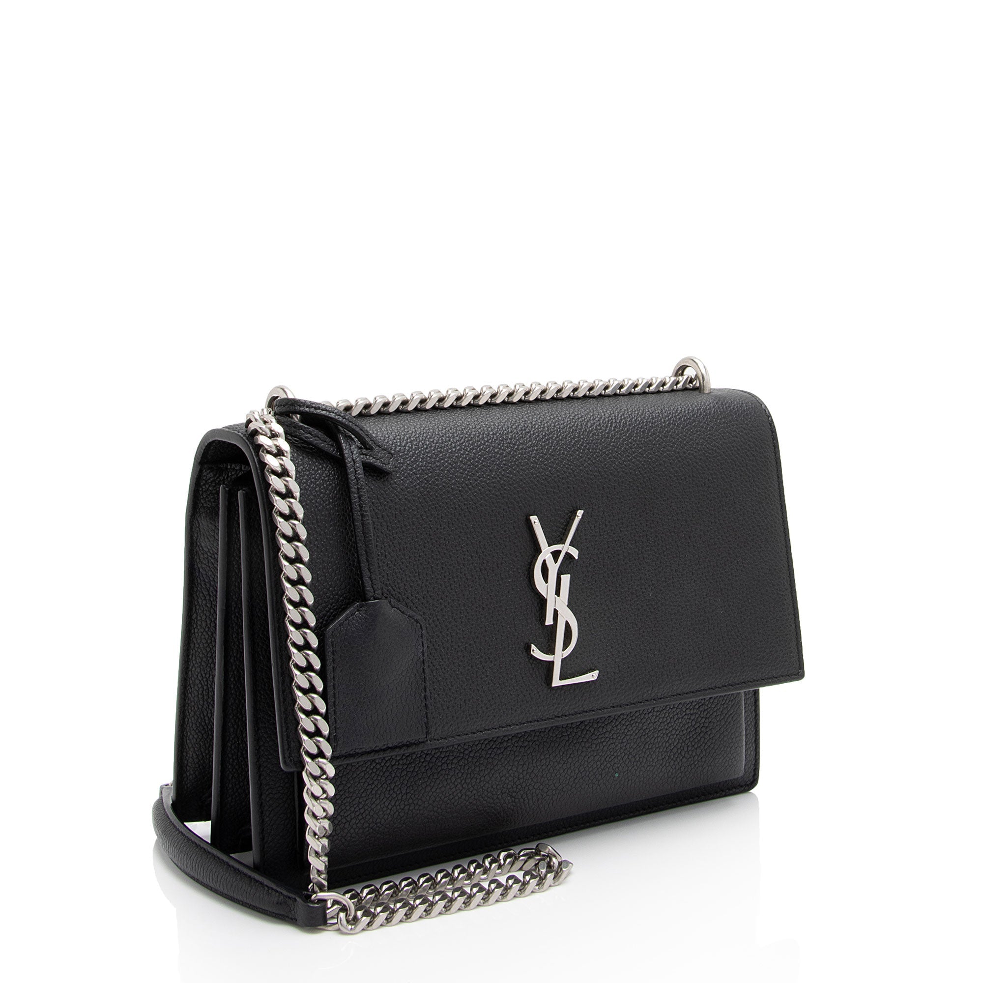 Saint Laurent Grained Calfskin Monogram Sunset Medium Shoulder Bag (SHF-NWQ0FK)