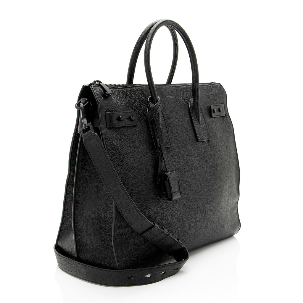 Saint Laurent Grained Calfskin Thin Sac De Jour Large Tote