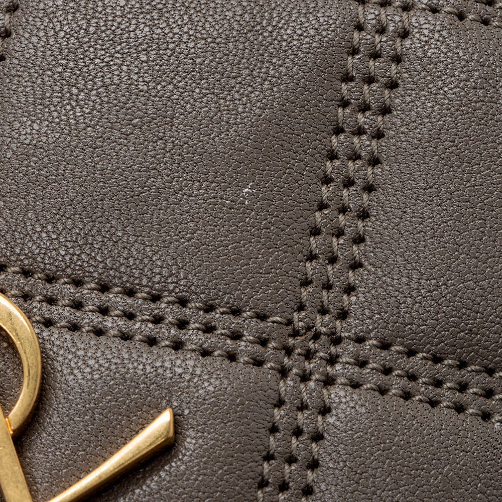 Saint Laurent Grained Lambskin Quilted Becky Double Zip Shoulder Bag (SHF-18175)