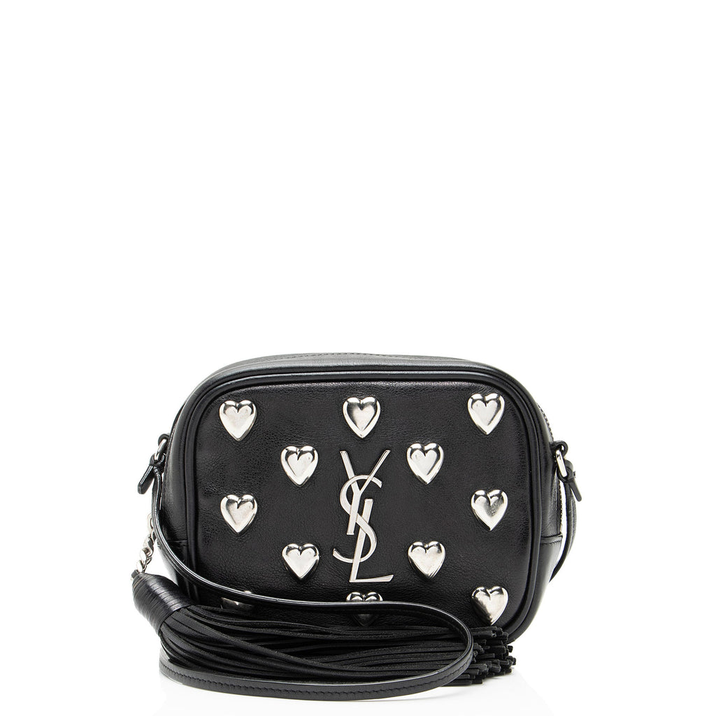 Saint Laurent Heart Studded Leather Monogram Blogger Bag