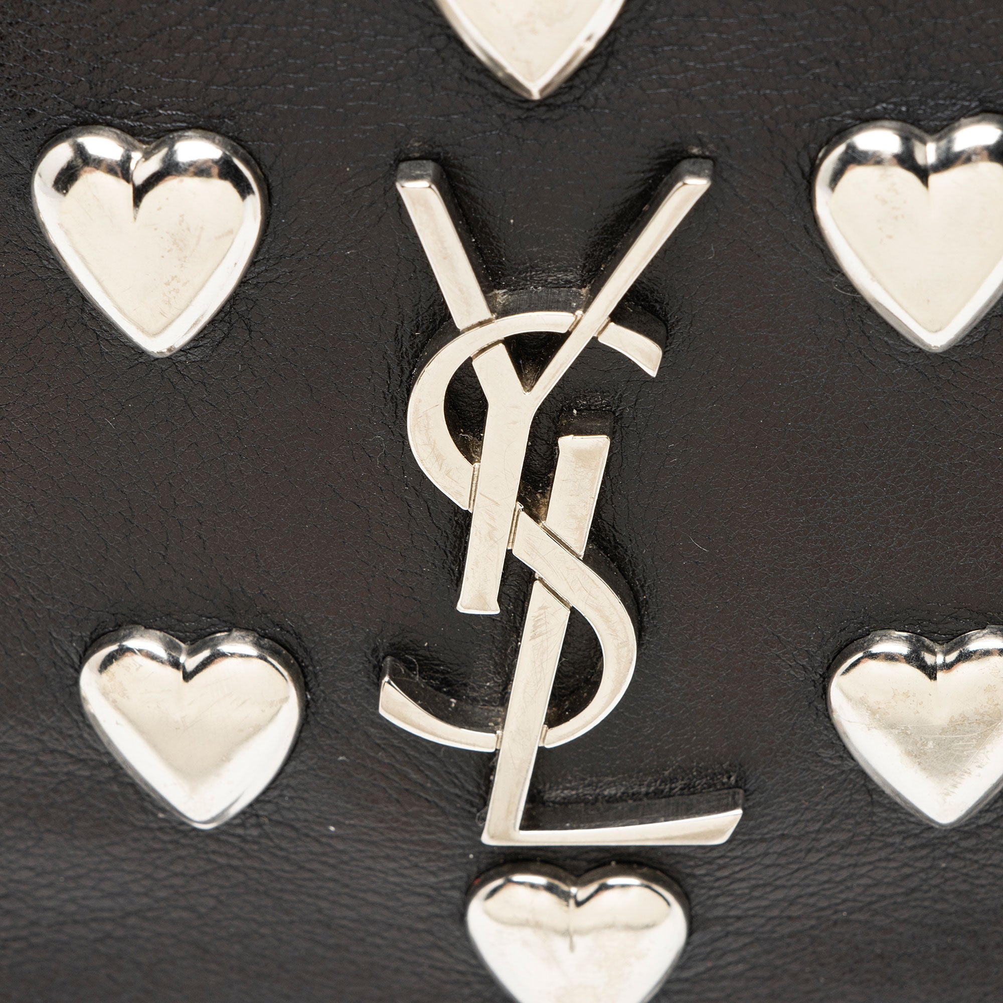 Saint Laurent Heart Studded Leather Monogram Blogger Bag