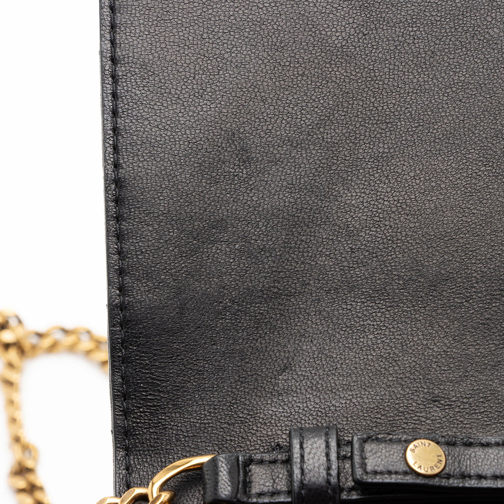 Saint Laurent Lambskin Matelasse Carre Monogram Cassandre Wallet on Chain