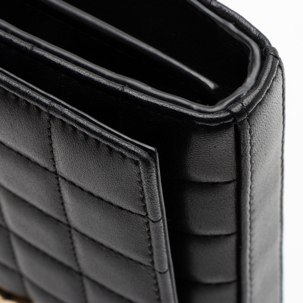 Saint Laurent Lambskin Matelasse Carre Monogram Cassandre Wallet on Chain
