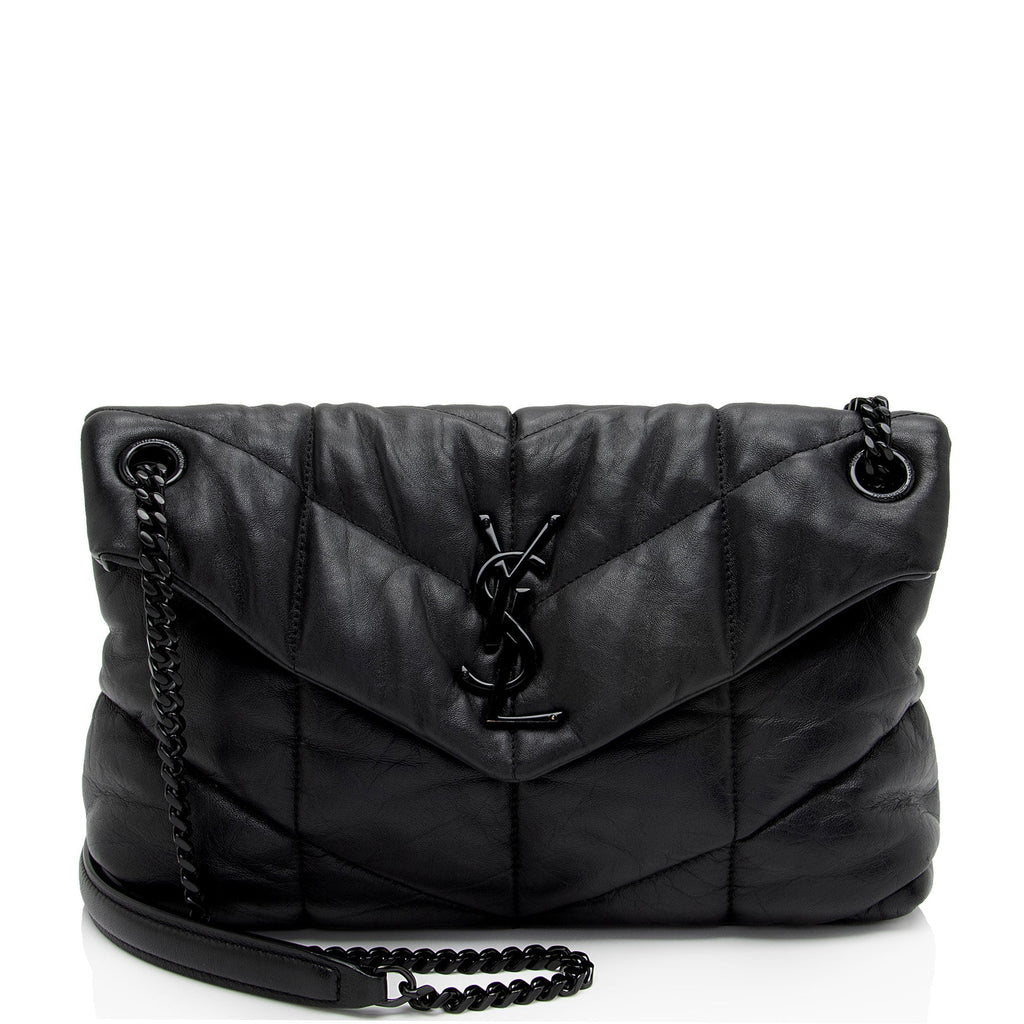 Saint Laurent Lambskin Monogram Puffer LouLou Medium Shoulder Bag (SHF-ArUzt2)