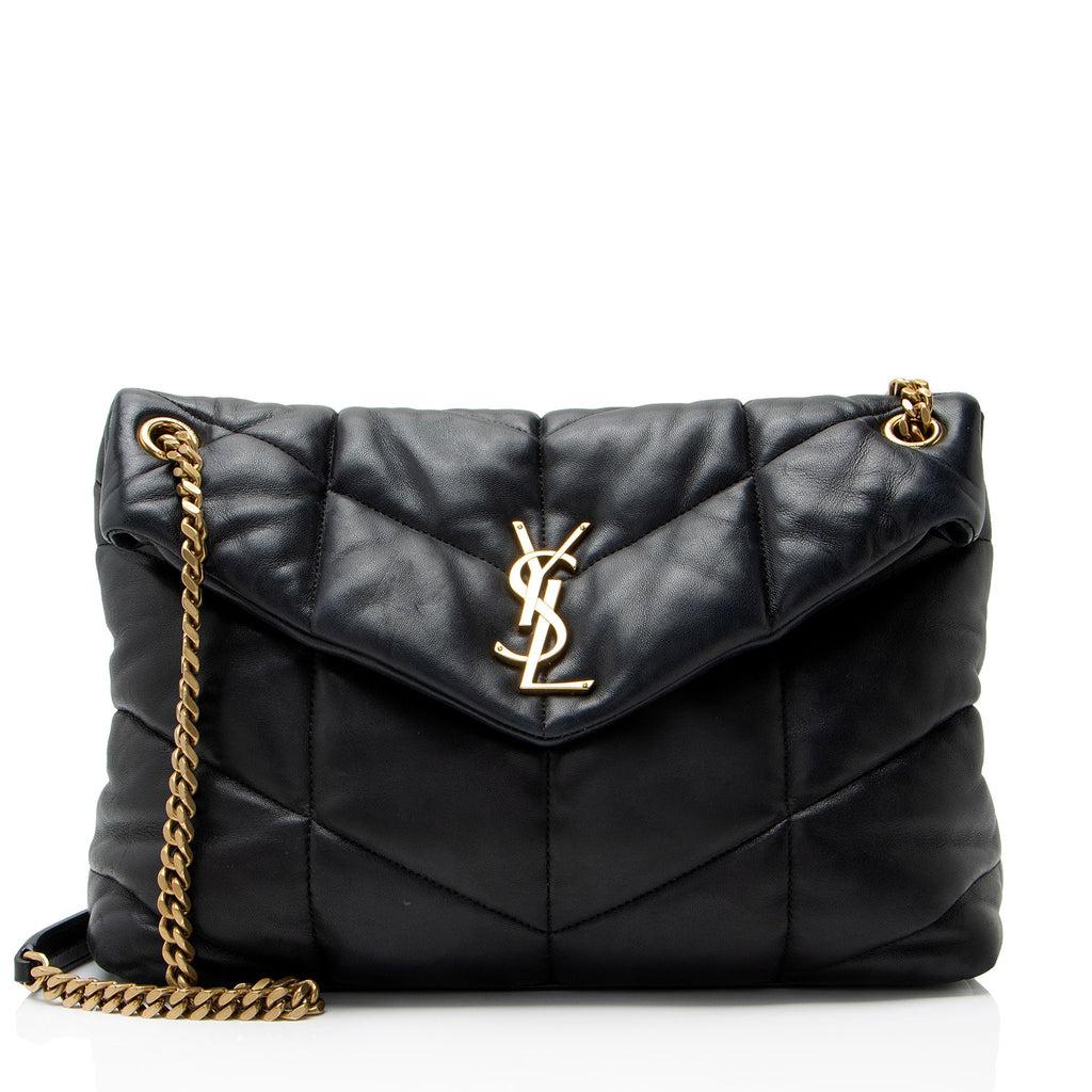 Saint Laurent Lambskin Monogram Puffer LouLou Medium Shoulder Bag