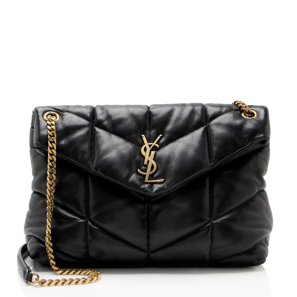 Saint Laurent Lambskin Monogram Puffer LouLou Medium Shoulder Bag