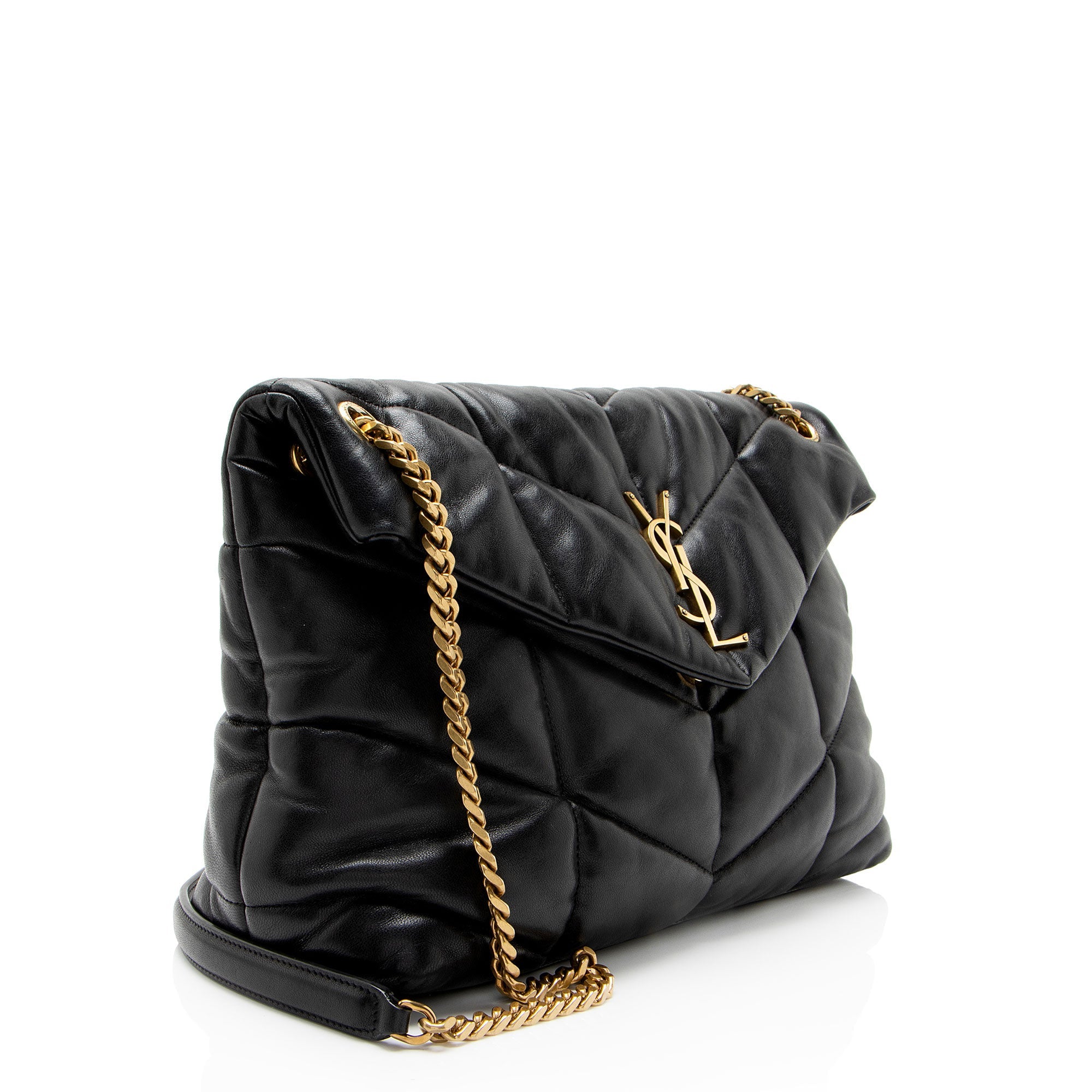Saint Laurent Lambskin Monogram Puffer LouLou Medium Shoulder Bag