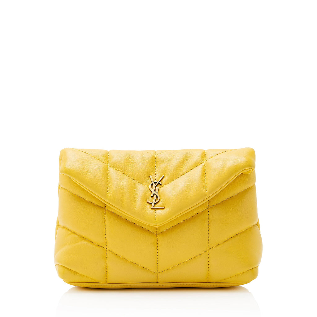 Saint Laurent Lambskin Monogram Puffer LouLou Small Clutch