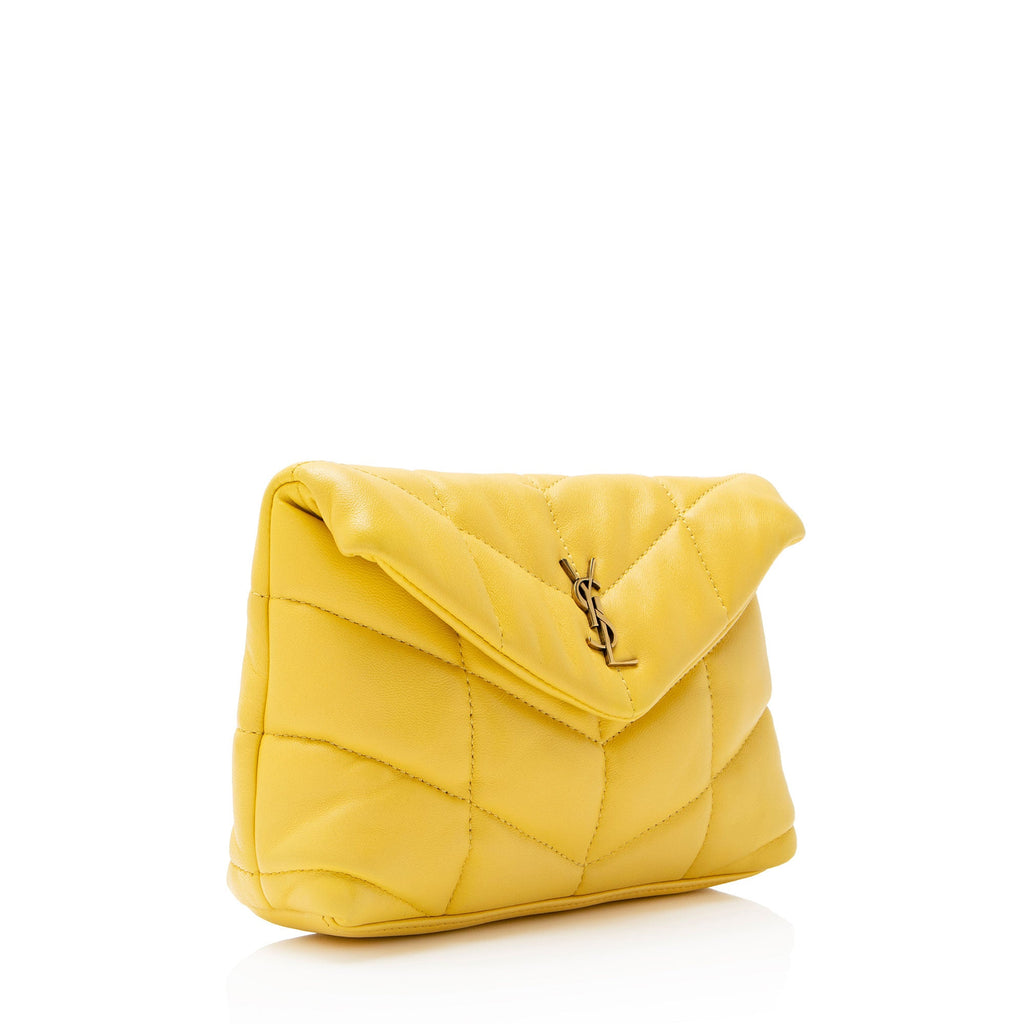 Saint Laurent Lambskin Monogram Puffer LouLou Small Clutch