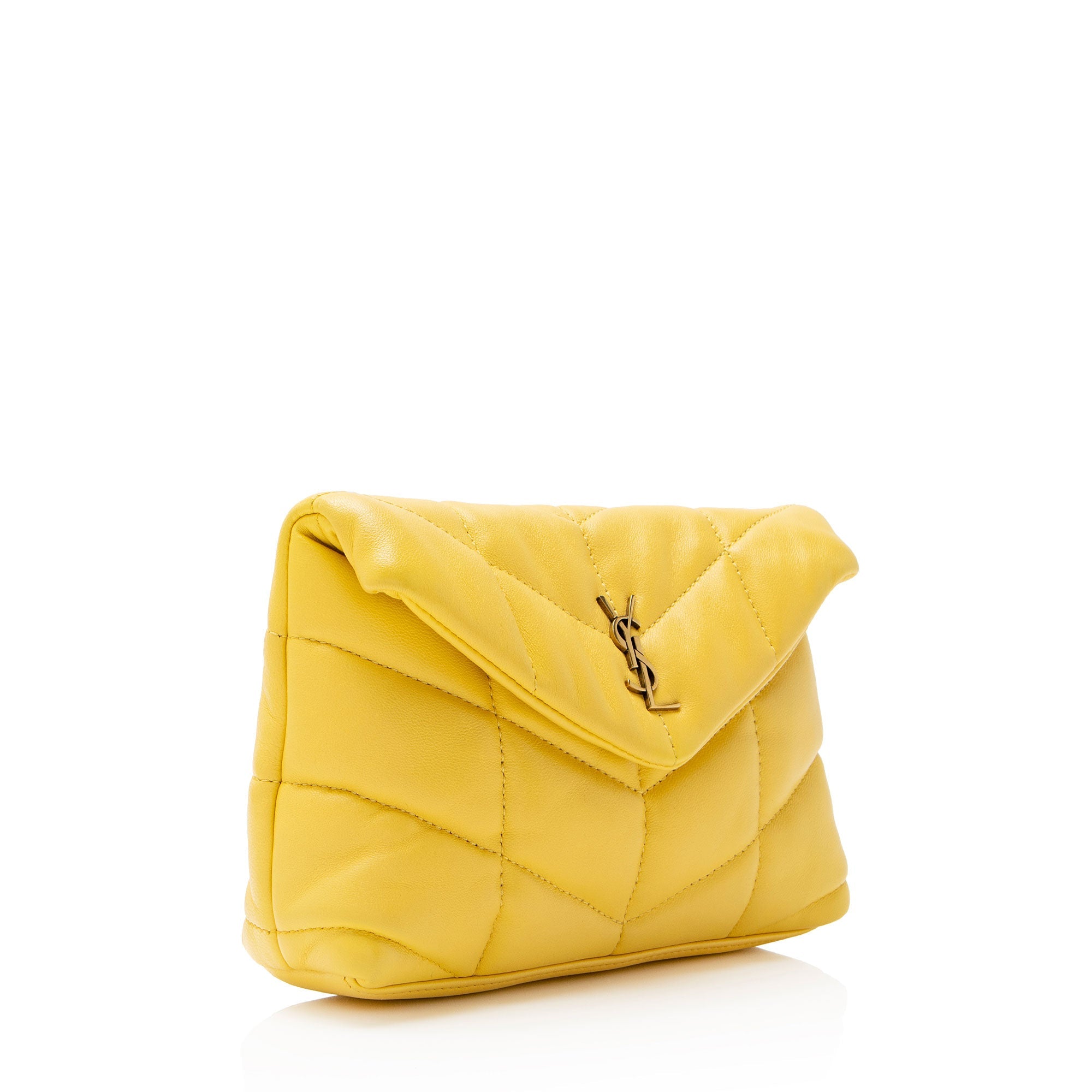 Saint Laurent Lambskin Monogram Puffer LouLou Small Clutch