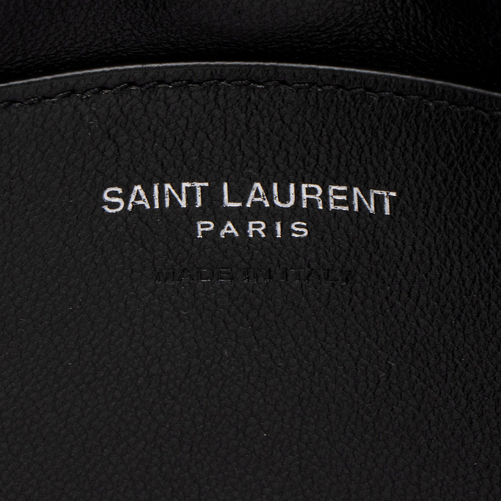 Saint Laurent Lambskin Logo Puffy Pouch