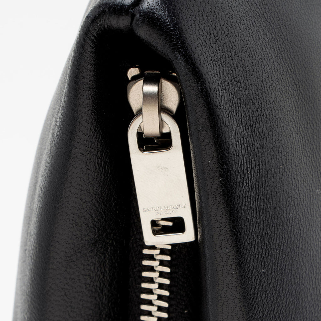Saint Laurent Lambskin Logo Puffy Pouch