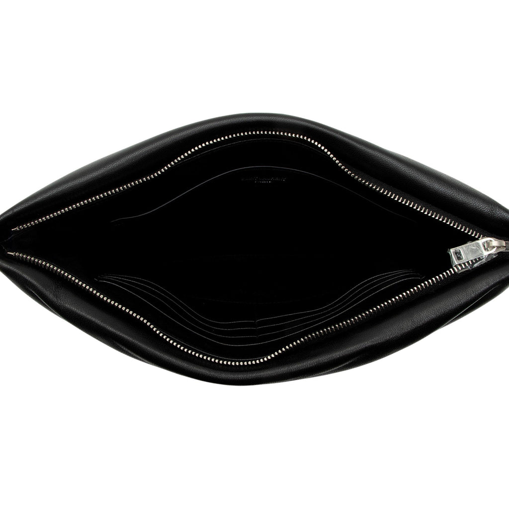 Saint Laurent Lambskin Logo Puffy Pouch