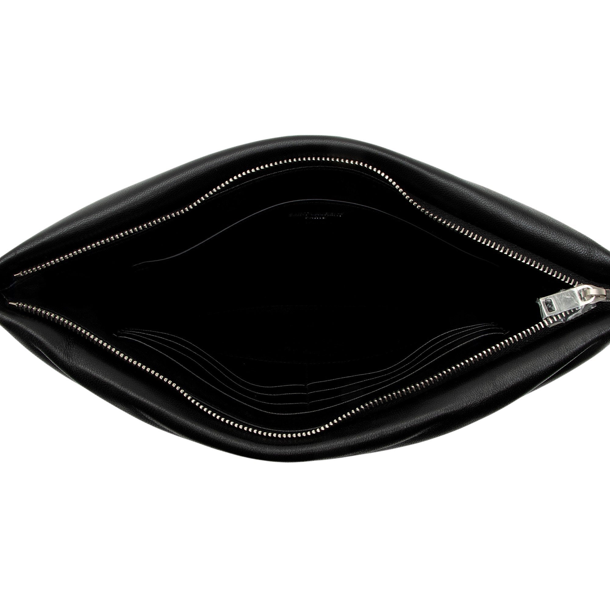Saint Laurent Lambskin Logo Puffy Pouch