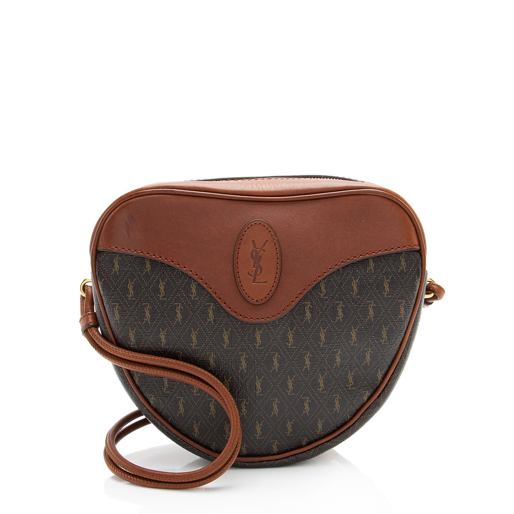 Saint Laurent Le Monogramme Canvas Calfskin Sac Coeur Crossbody