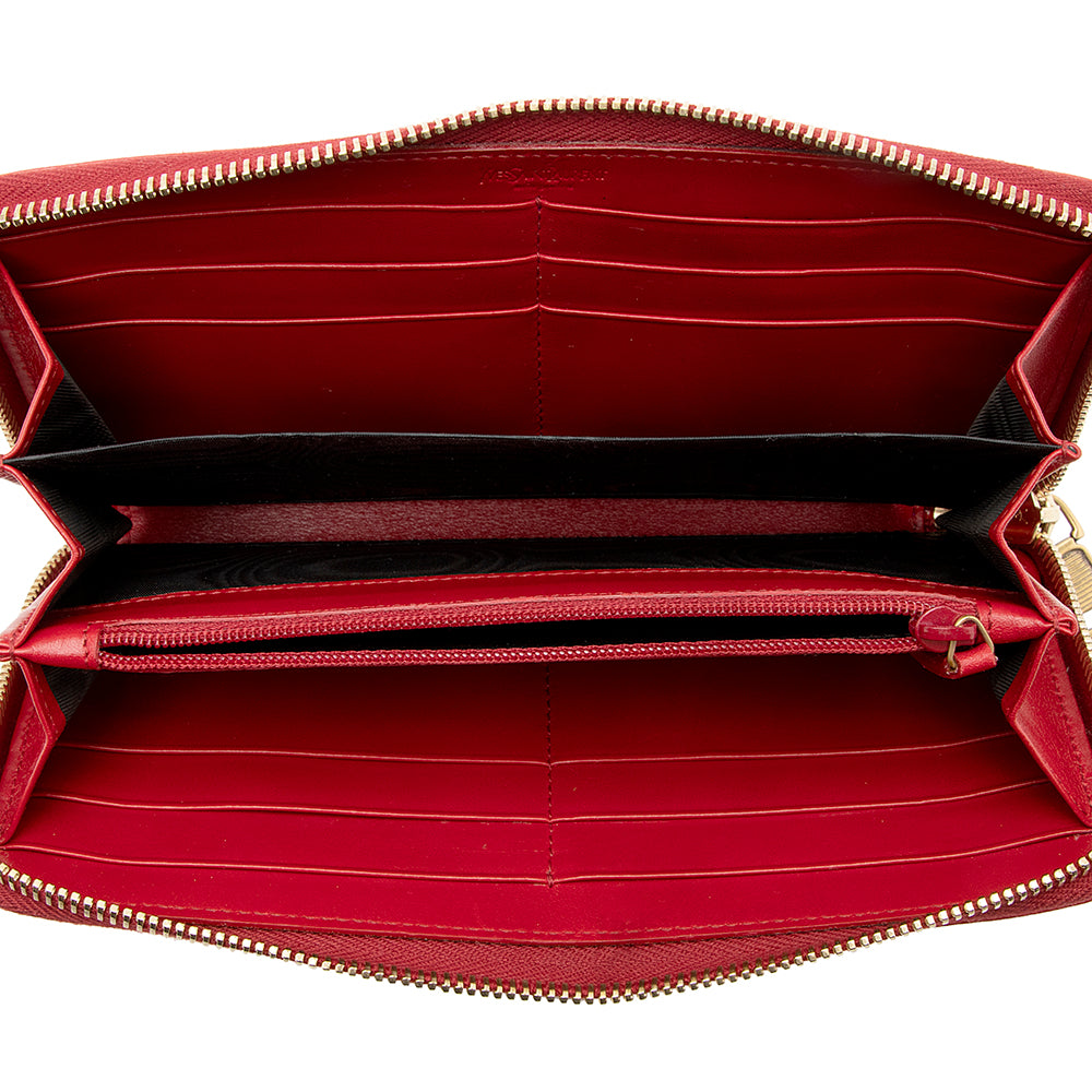 Saint Laurent Patent Leather Belle du Jour Zip Wallet (SHF-20318)