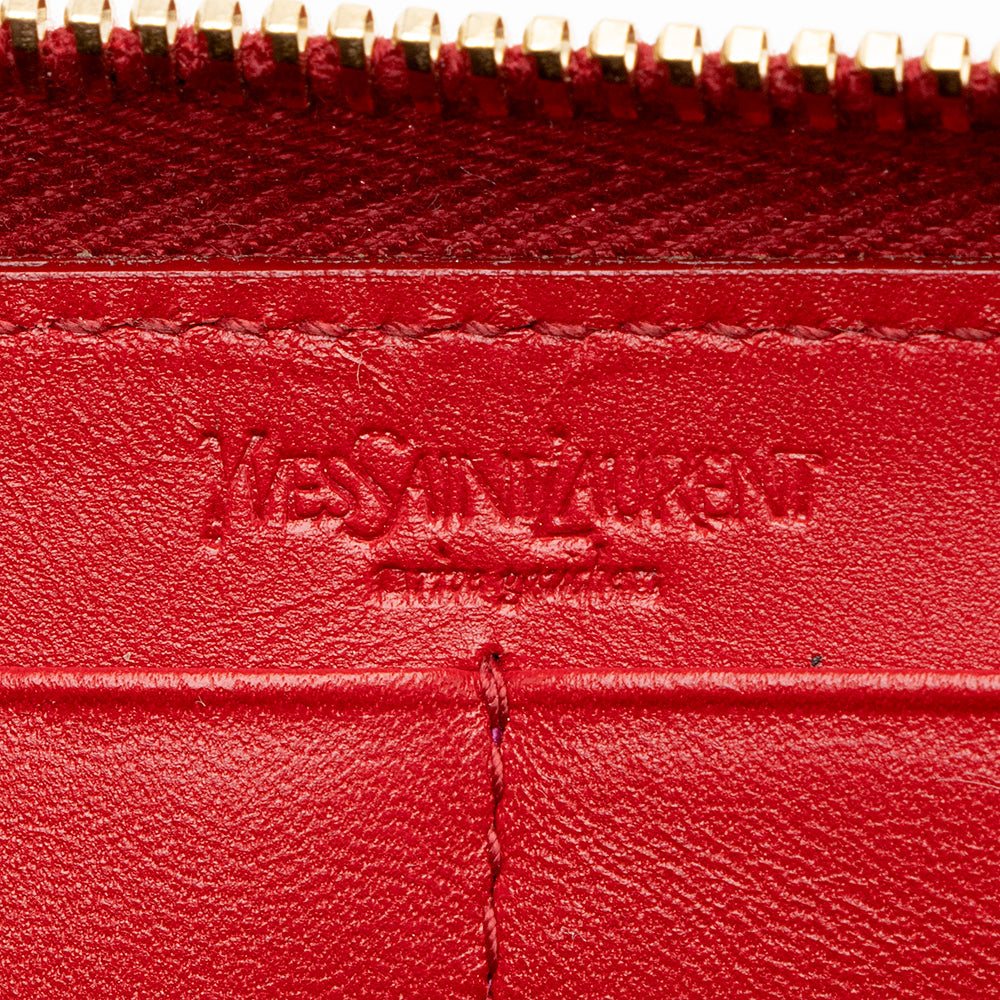 Saint Laurent Patent Leather Belle du Jour Zip Wallet (SHF-20318)