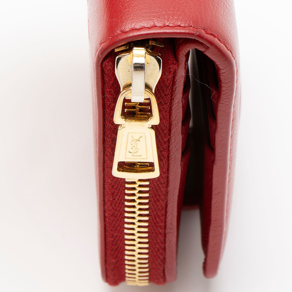 Saint Laurent Leather Monogram Belle du Jour Compact Wallet