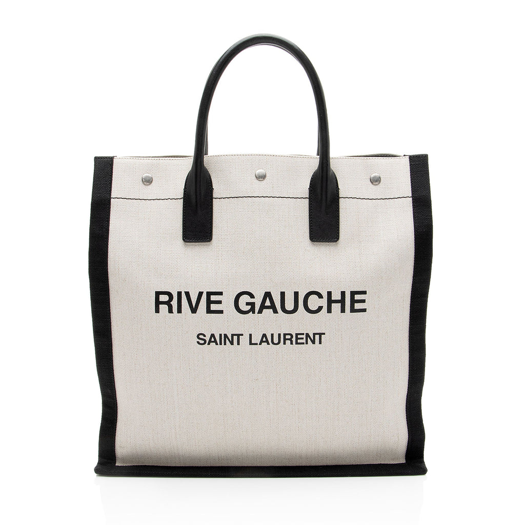 Saint Laurent Linen Calfskin Rive Gauche N/S Tote