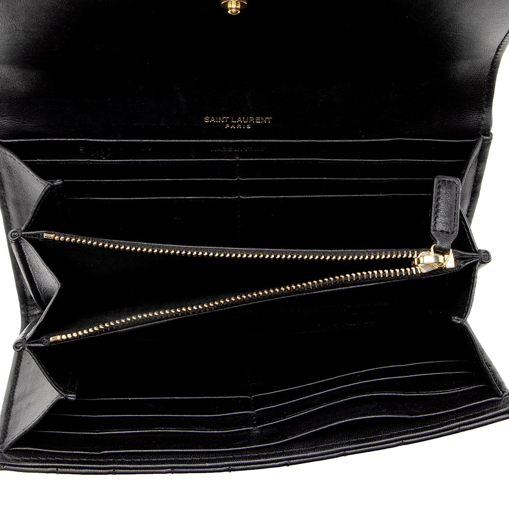 Saint Laurent Matalasse Calfskin Vicky Continental Wallet (SHF-22903)