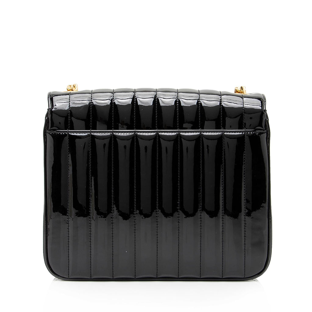 Saint Laurent Matalasse Patent Leather Monogram Vicky Large Shoulder Bag (SHF-zhdP3r)