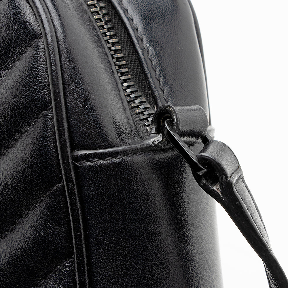 Saint Laurent Matelasse Calfskin Matte Black Lou Camera Bag - FINAL SALE (SHF-20006)