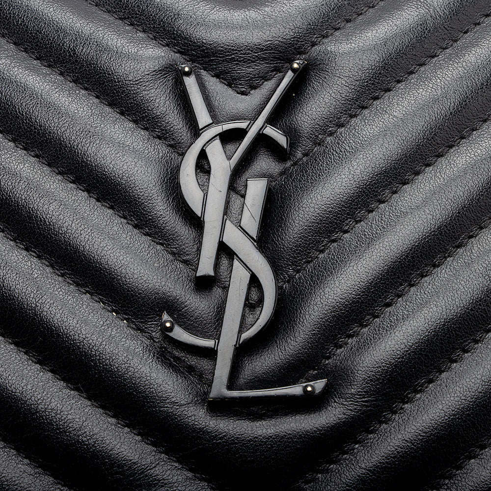 Saint Laurent Matelasse Calfskin Matte Black Lou Camera Bag - FINAL SALE (SHF-20006)