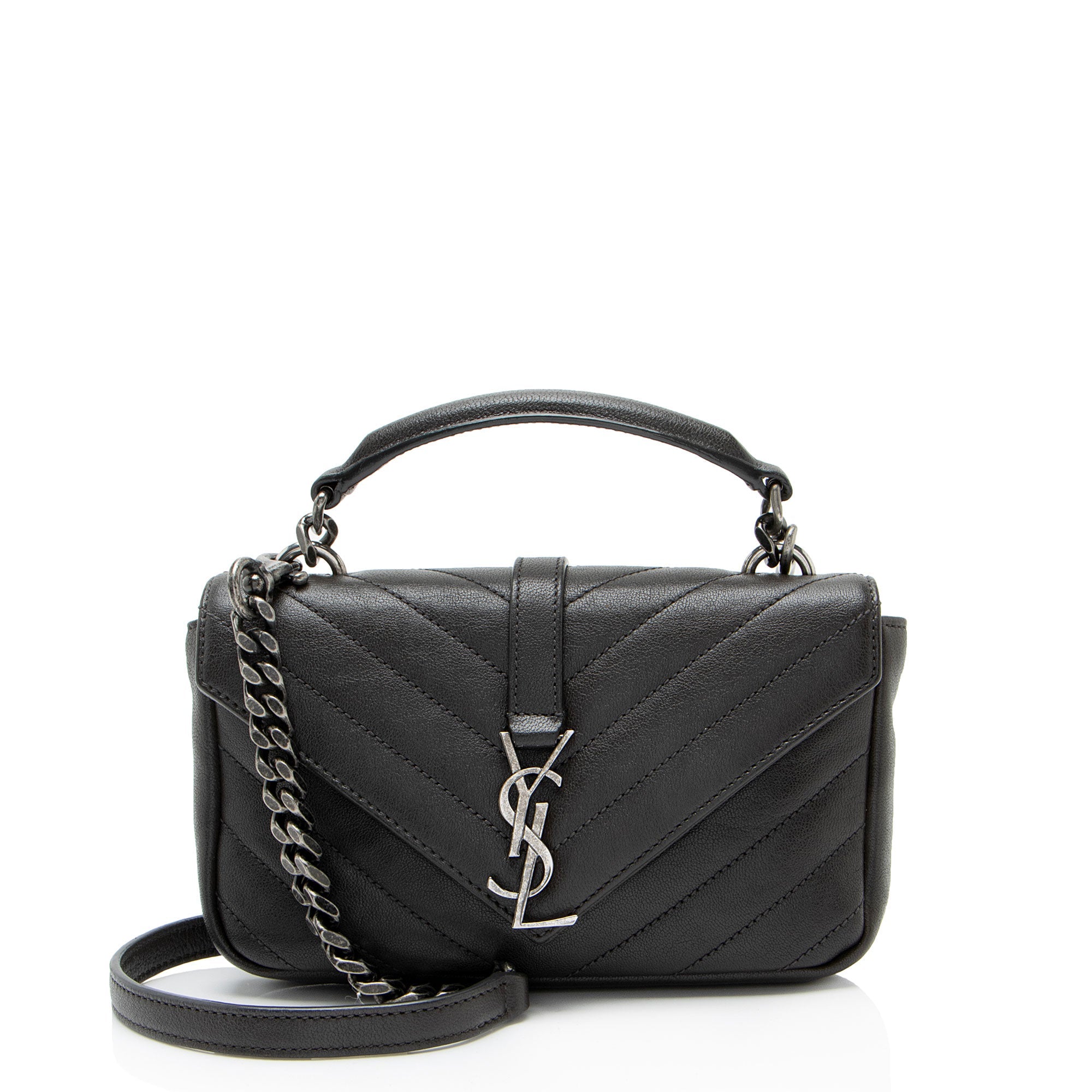 Saint Laurent Matelasse Calfskin Monogram College Mini Shoulder Bag