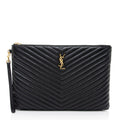 Saint Laurent Matelasse Calfskin Monogram Large Wristlet (SHF-J3F1B7)