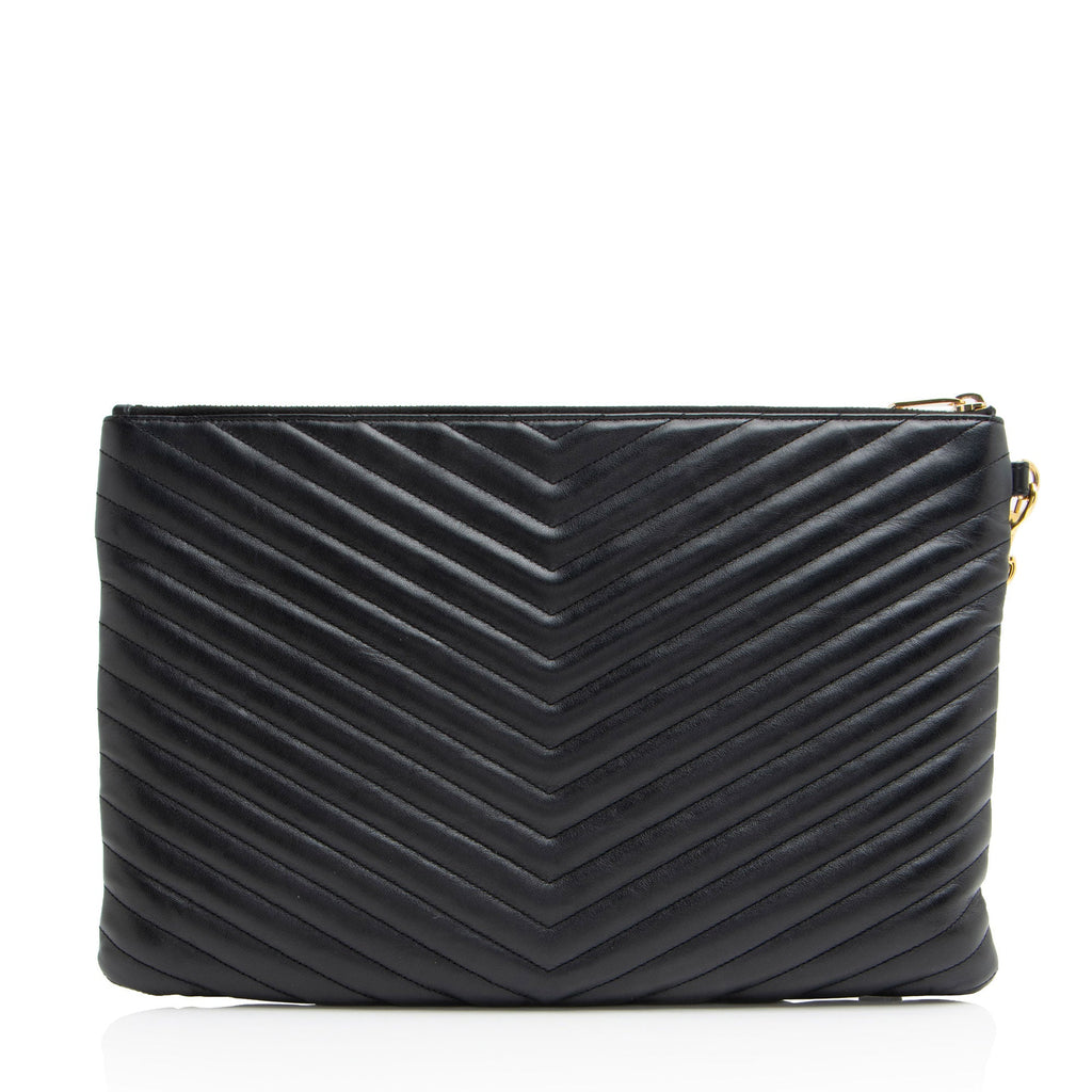 Saint Laurent Matelasse Calfskin Monogram Large Wristlet