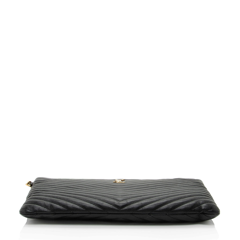 Saint Laurent Matelasse Calfskin Monogram Large Wristlet