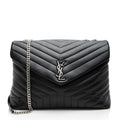 Saint Laurent Matelasse Calfskin Monogram LouLou Chain Large Shoulder Bag (SHF-F87Oll)