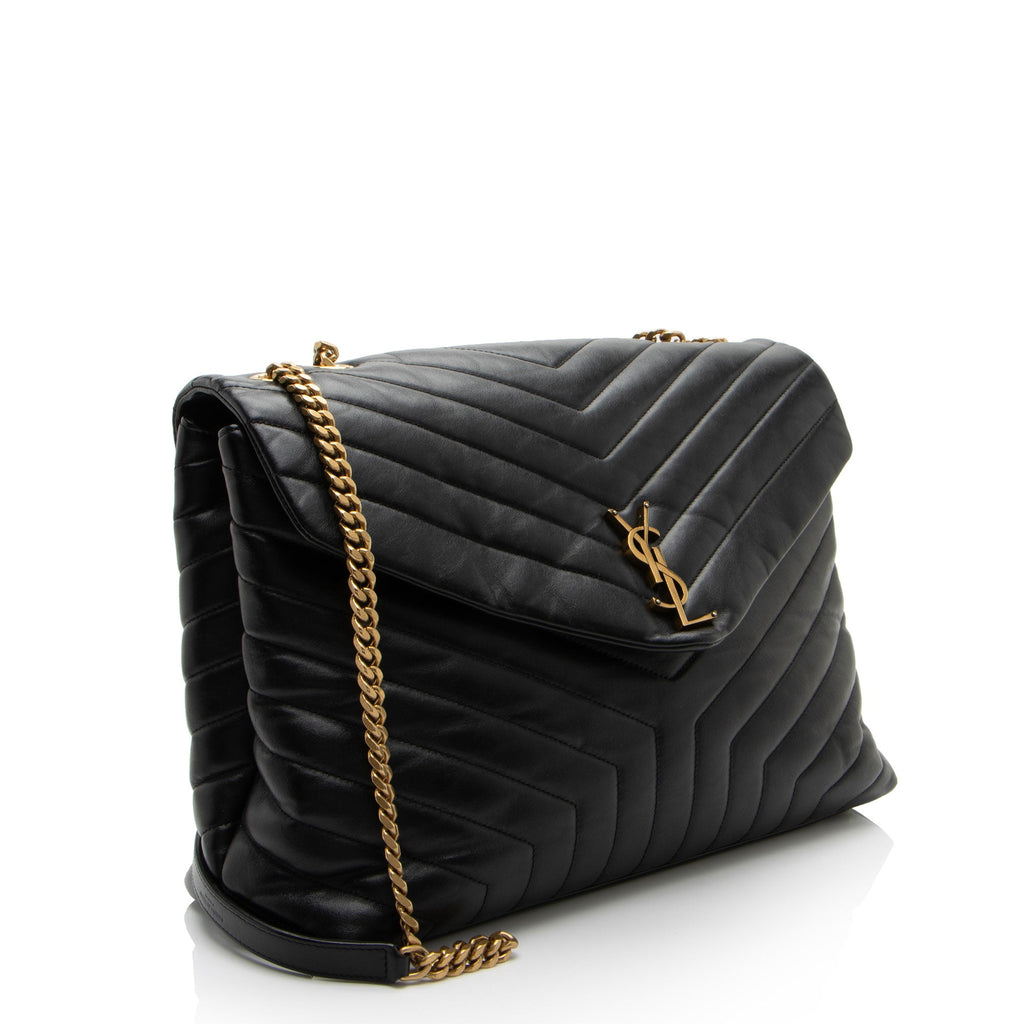Saint Laurent Matelasse Calfskin Monogram LouLou Chain Large Shoulder Bag