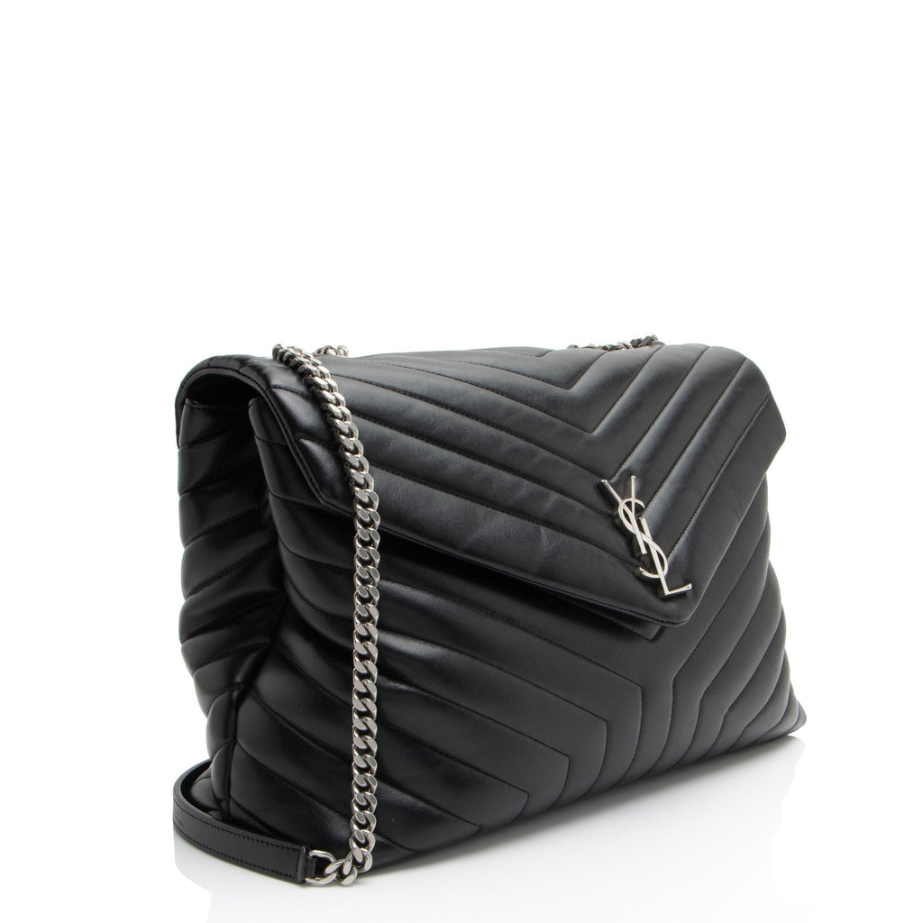 Saint Laurent Matelasse Calfskin Monogram LouLou Chain Large Shoulder Bag