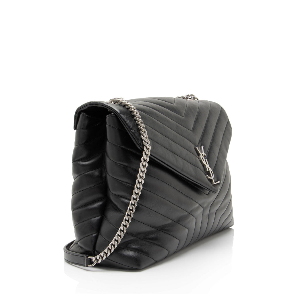 Saint Laurent Matelasse Calfskin Monogram LouLou Chain Large Shoulder Bag
