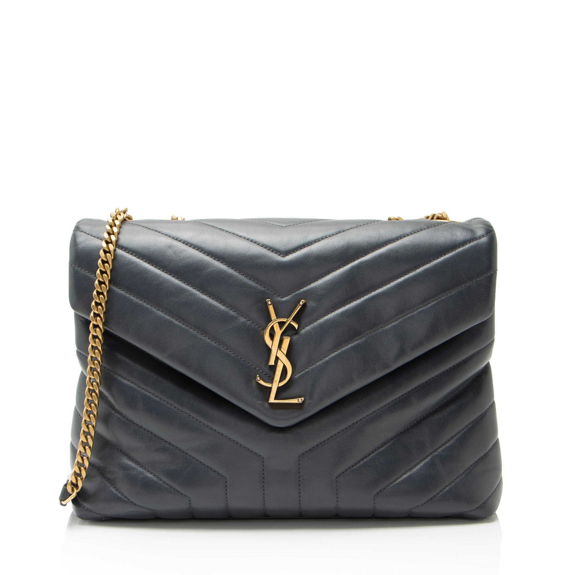 Saint Laurent Matelasse Calfskin Monogram LouLou Chain Medium Shoulder Bag