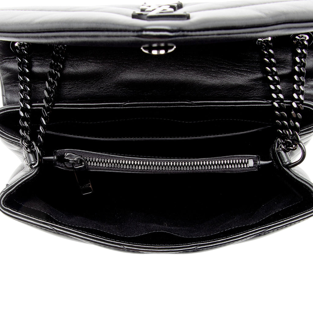 Saint Laurent Matelasse Calfskin Monogram LouLou Chain Small Crossbody (SHF-acKu6w)