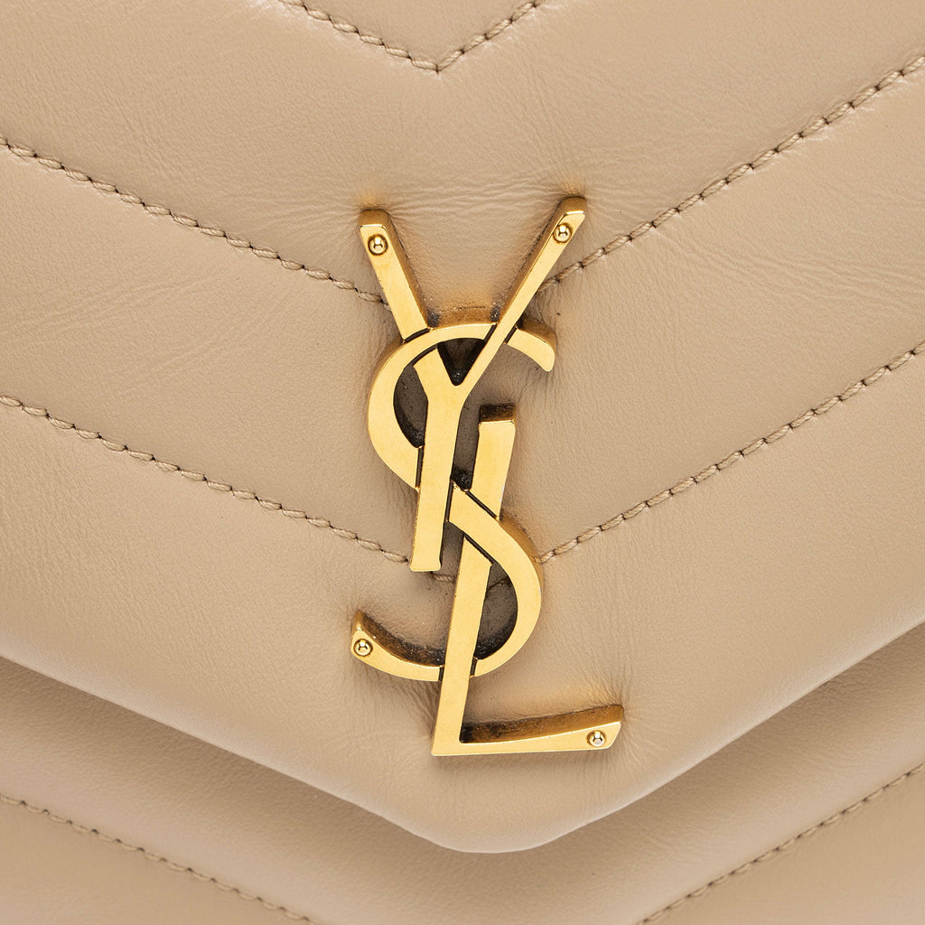 Saint Laurent Matelasse Calfskin Monogram LouLou Chain Small Crossbody