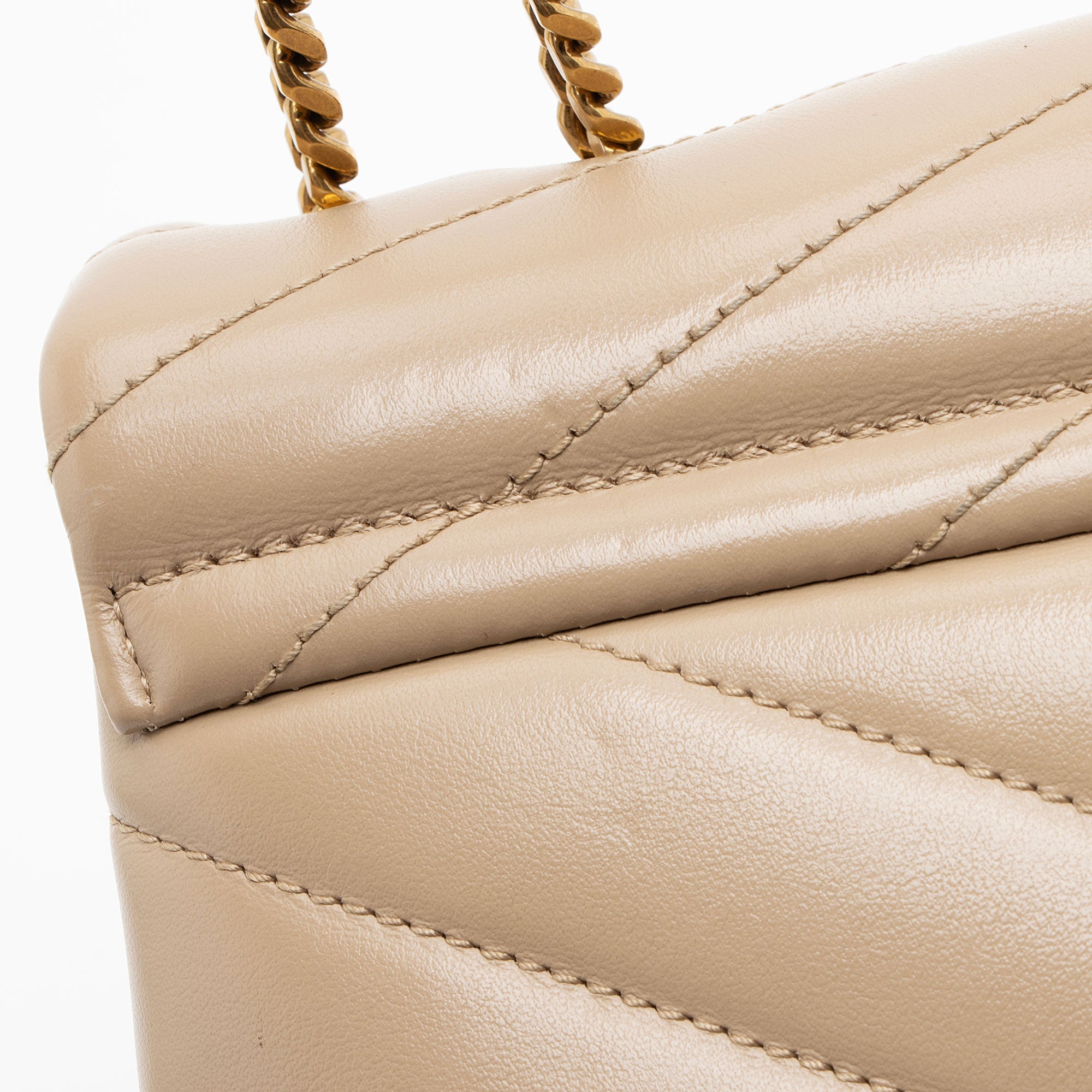 Saint Laurent Matelasse Calfskin Monogram LouLou Chain Small Crossbody