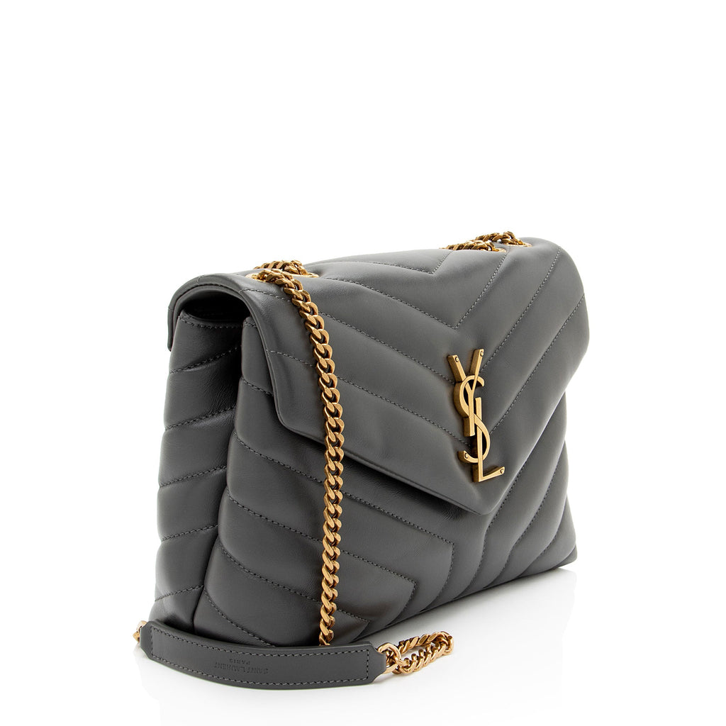 Saint Laurent Matelasse Calfskin Monogram LouLou Chain Small Crossbody