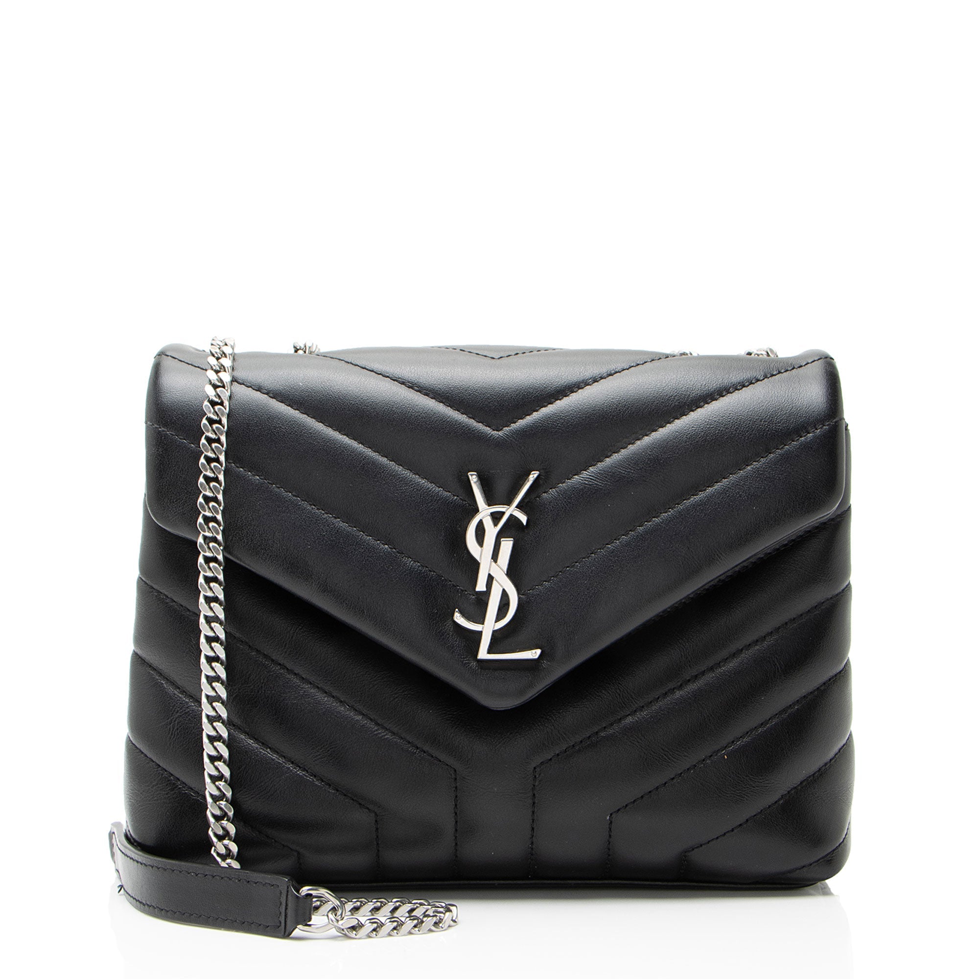 Saint Laurent Matelasse Calfskin Monogram LouLou Chain Small Shoulder Bag