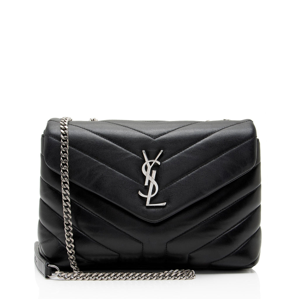 Saint Laurent Matelasse Calfskin Monogram LouLou Chain Small Crossbody