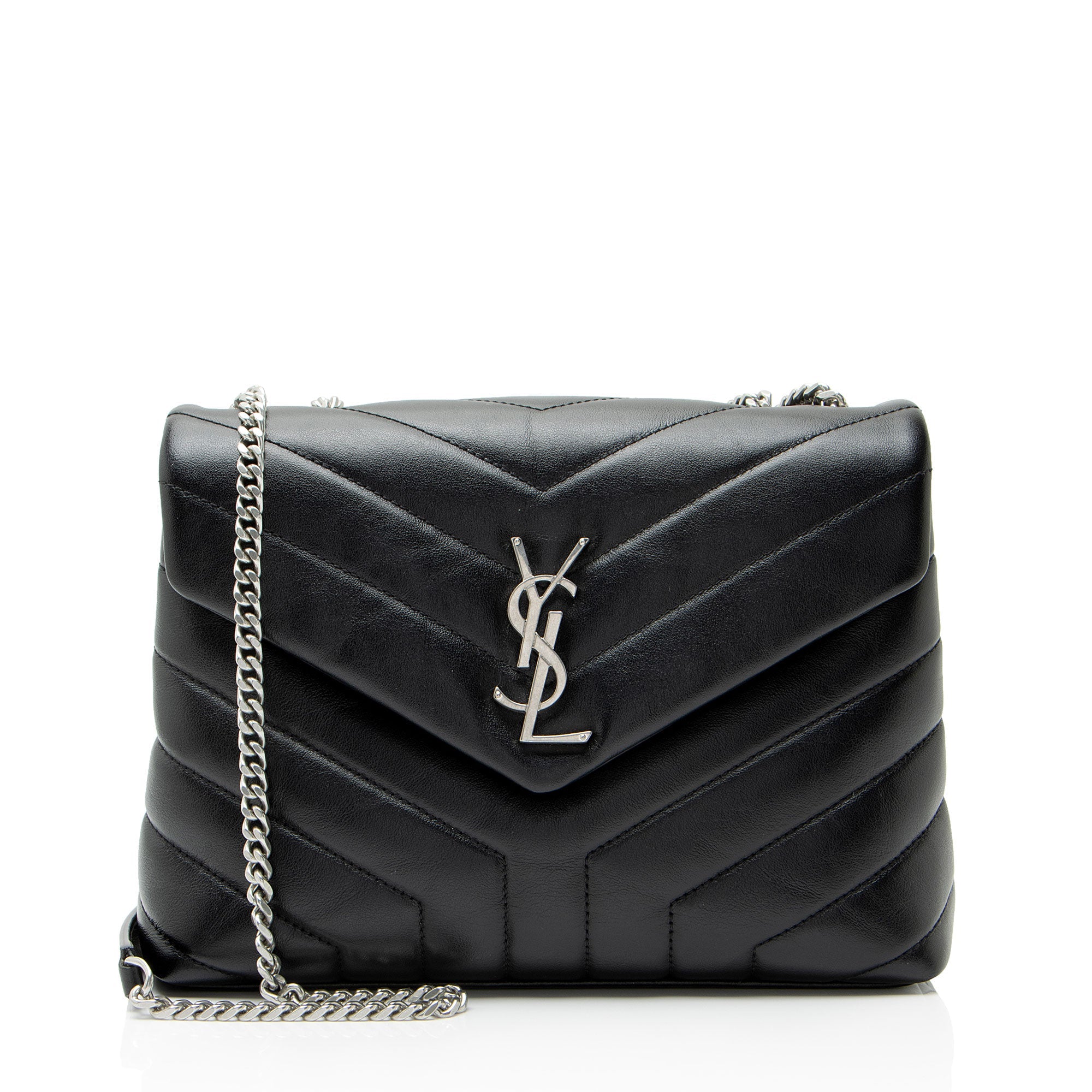 Saint Laurent Matelasse Calfskin Monogram LouLou Chain Small Shoulder Bag