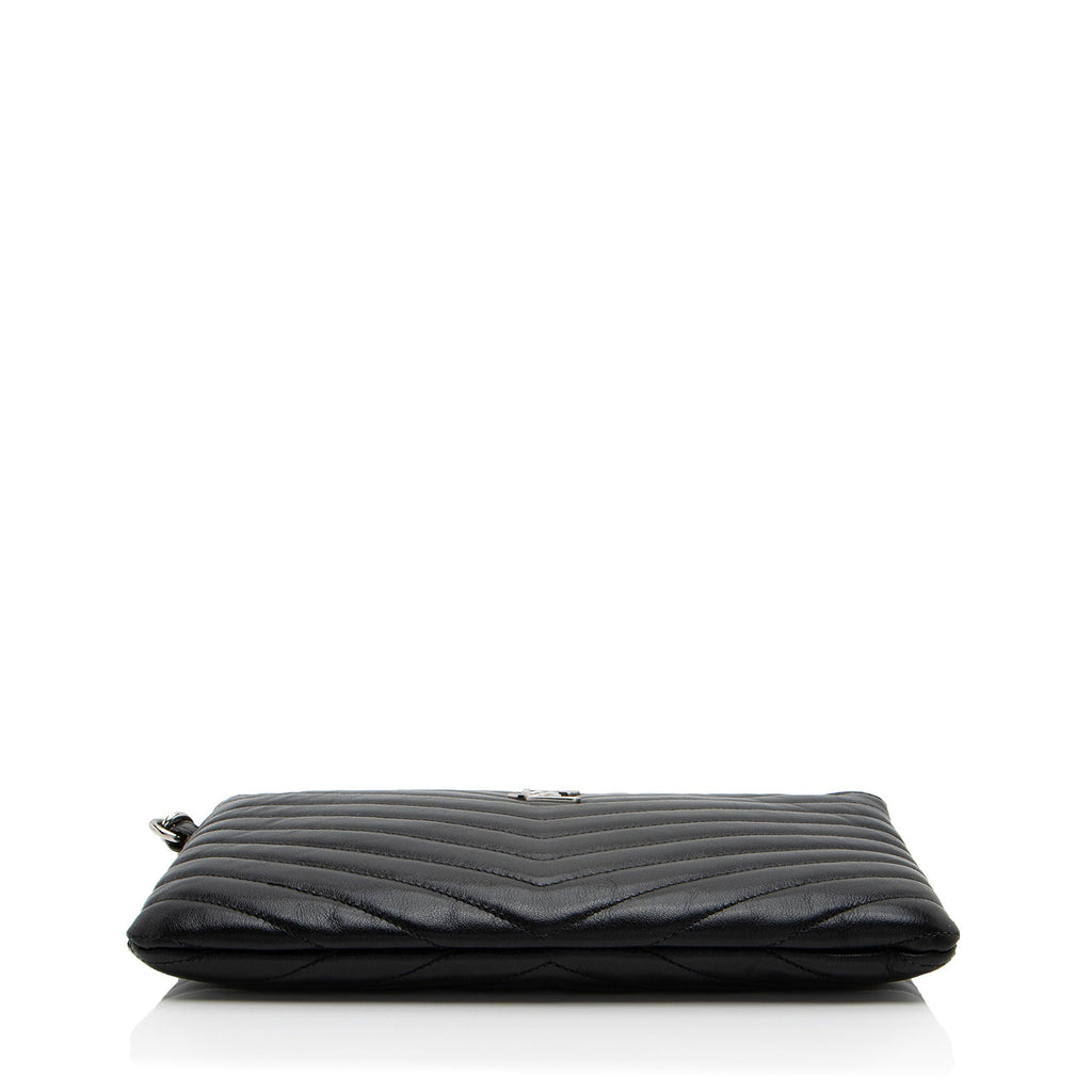 Saint Laurent Matelasse Calfskin Monogram Small Wristlet (SHF-6zoV5w)