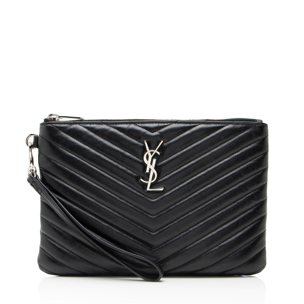 Saint Laurent Matelasse Calfskin Monogram Small Wristlet