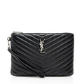 Saint Laurent Matelasse Calfskin Monogram Small Wristlet