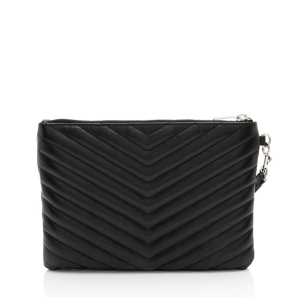 Saint Laurent Matelasse Calfskin Monogram Small Wristlet
