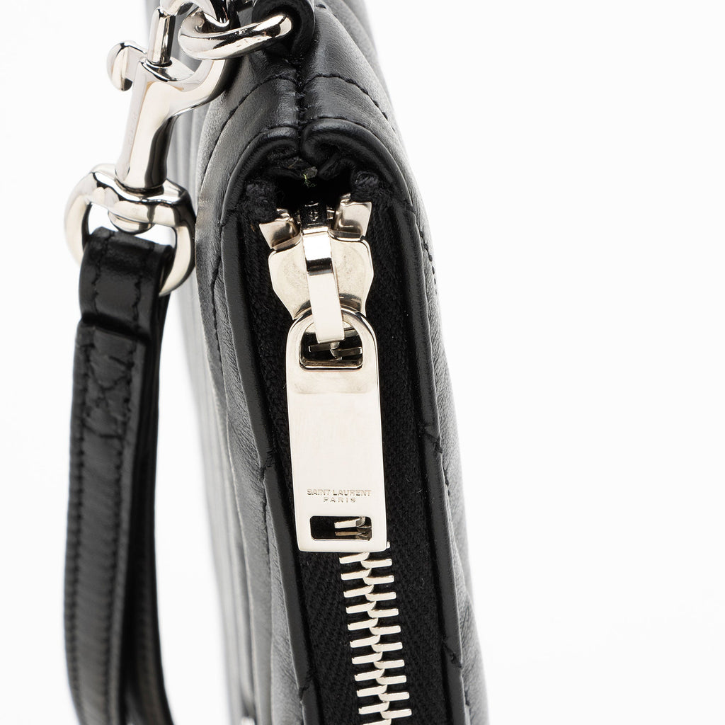 Saint Laurent Matelasse Calfskin Monogram Small Wristlet